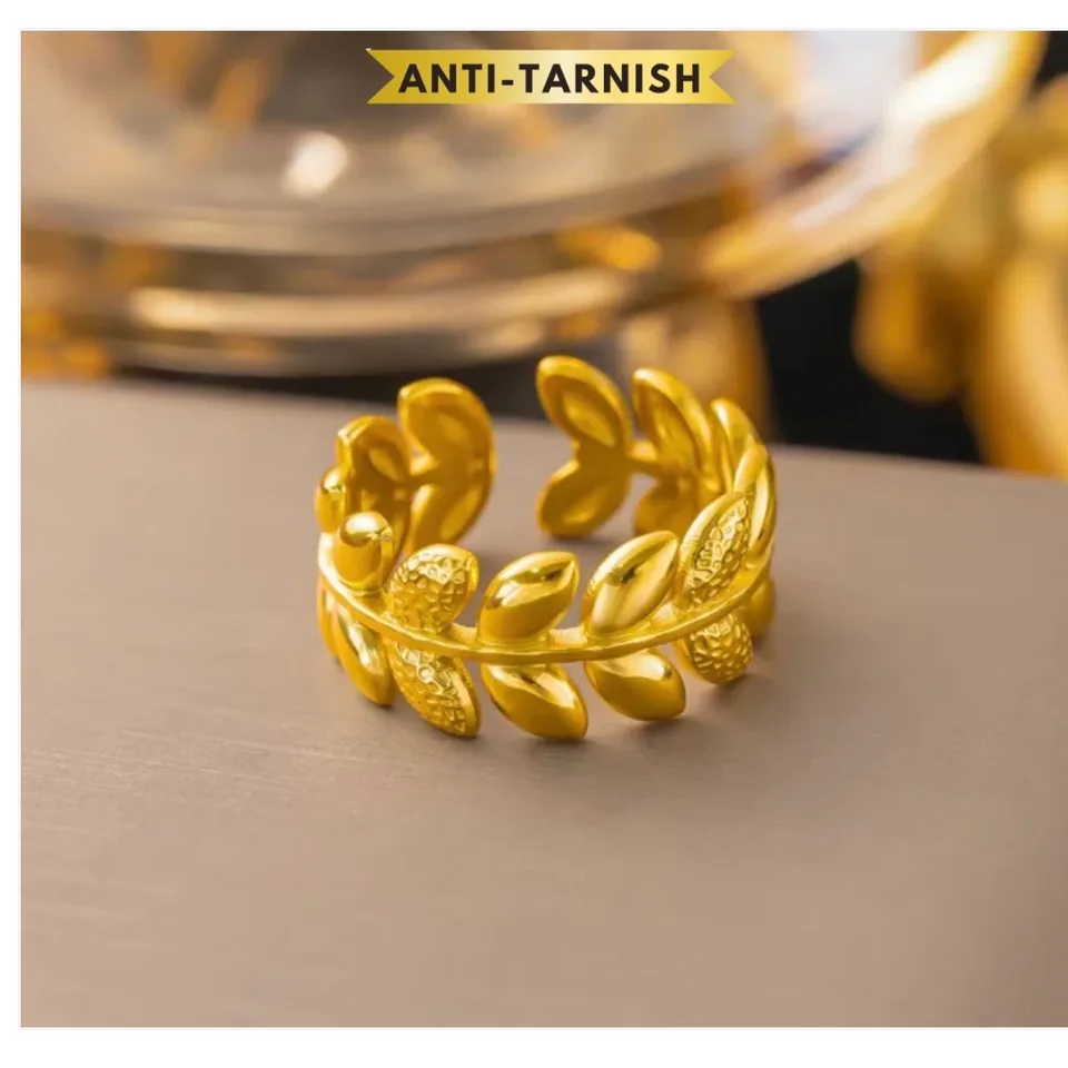 Anti Tarnish - Ivy Leaf Wrapped Open Ring