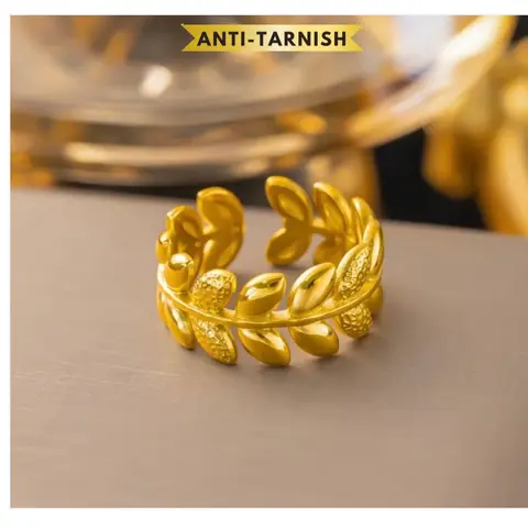 Anti Tarnish - Ivy Leaf Wrapped Open Ring