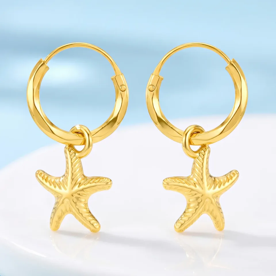 Nityara Gold Plated Starfish Hoops