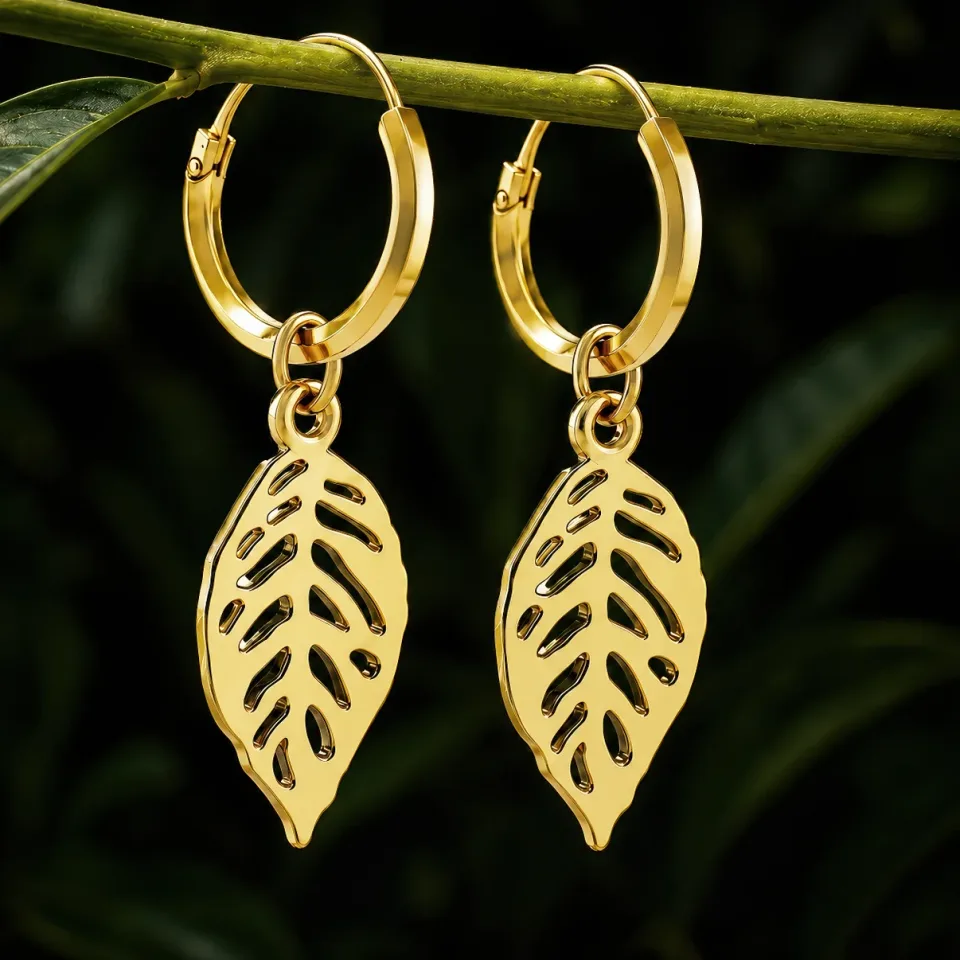 Nityara Gold Plated Leaf Danglers