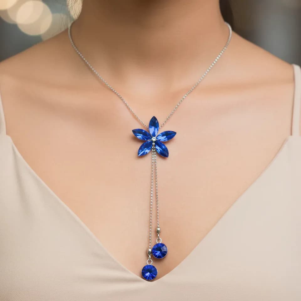 Nityara Necklace Anti-Tarnish Flower Set With Earrings