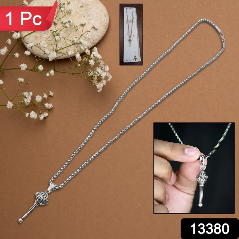 Hanuman Gada Pendant – Silver Spiritual Necklace | Blessed Trinkets