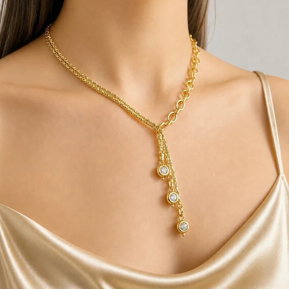 Nityara Necklace Anti-Tarnish Gold Plated Designer Crystal Set