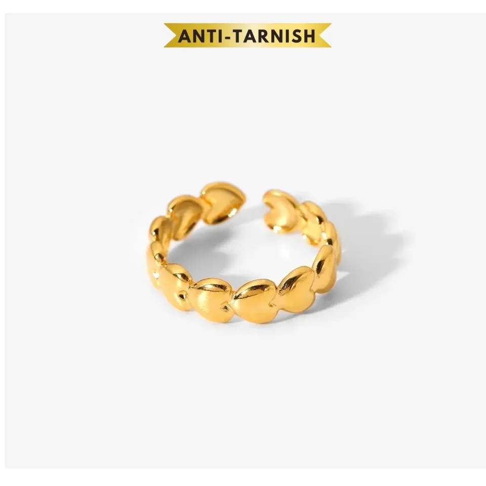 Anti Tarnish - Patchwork Heart Open Ring
