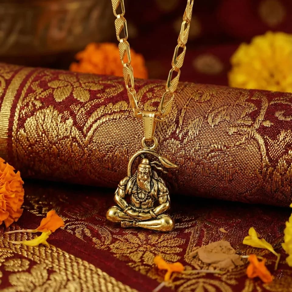 Hanumanji Pendant – Gold-Plated Spiritual Strength Necklace