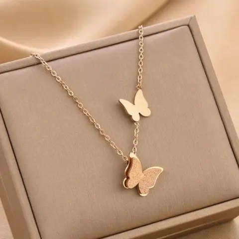 Anti Tarnish - Butterfly Clavicle Rose Gold Pendant
