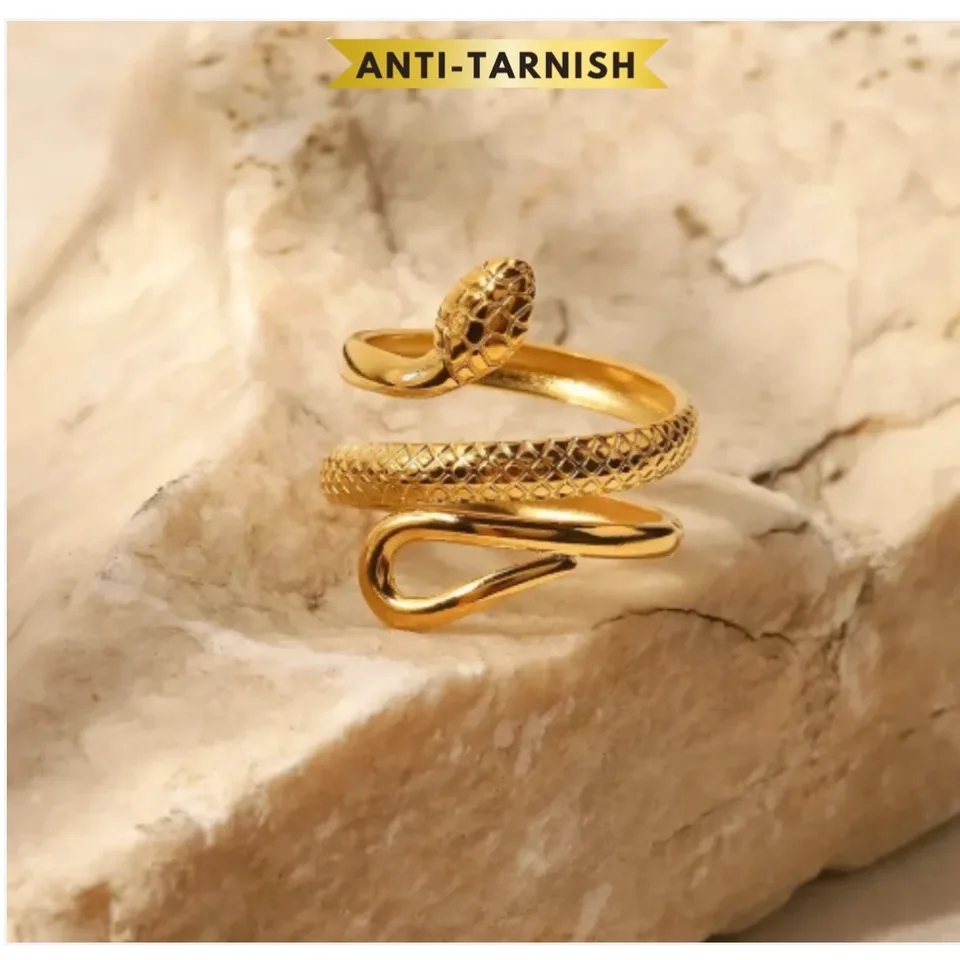 Anti Tarnish - Textured Snake Ring
