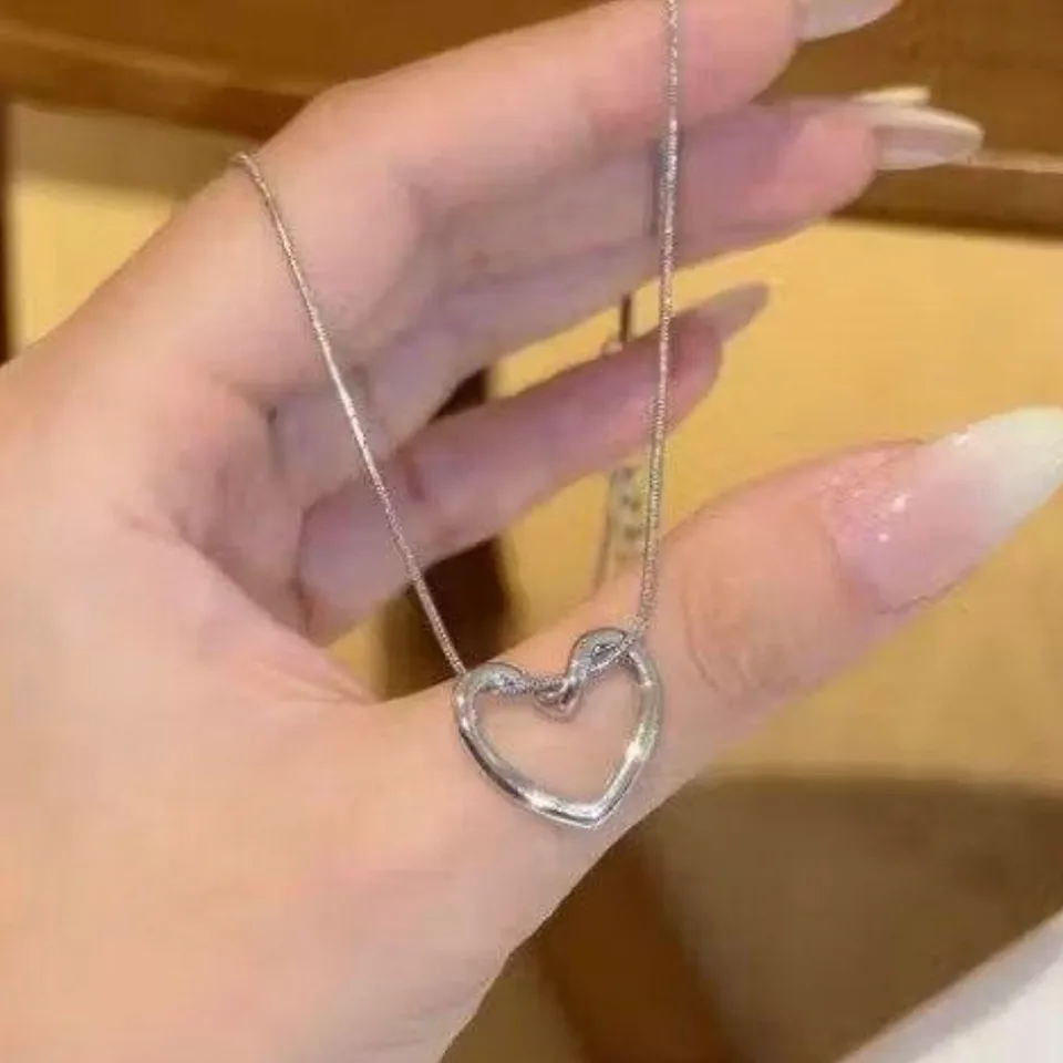 Anti Tarnish - Silver Open Heart Pendant