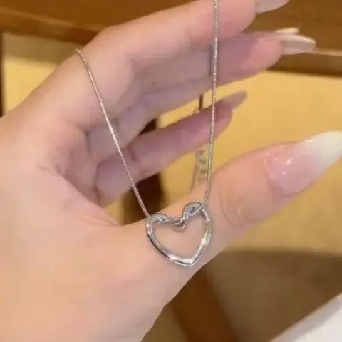Anti Tarnish - Silver Open Heart Pendant